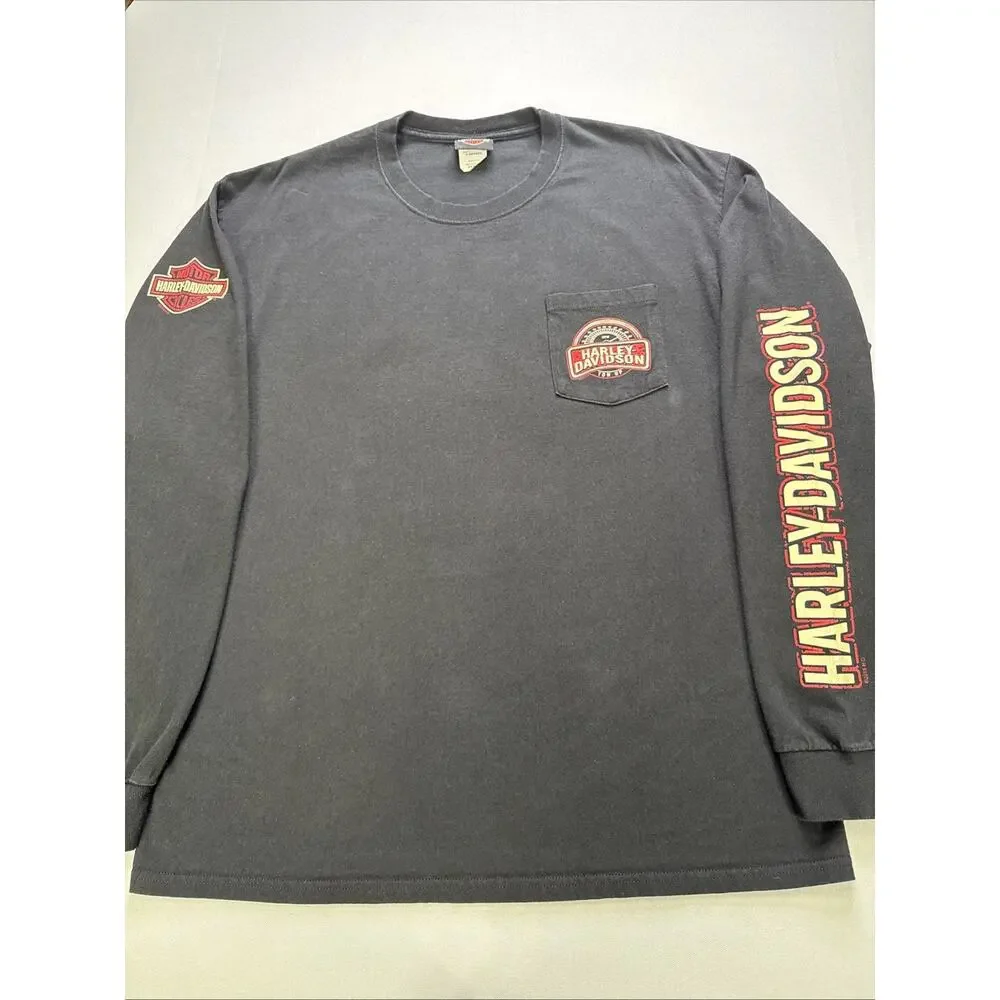 Harley Davidson New Orleans Louisiana Black Mens L Long Sleeve Shirt Graphic Tee